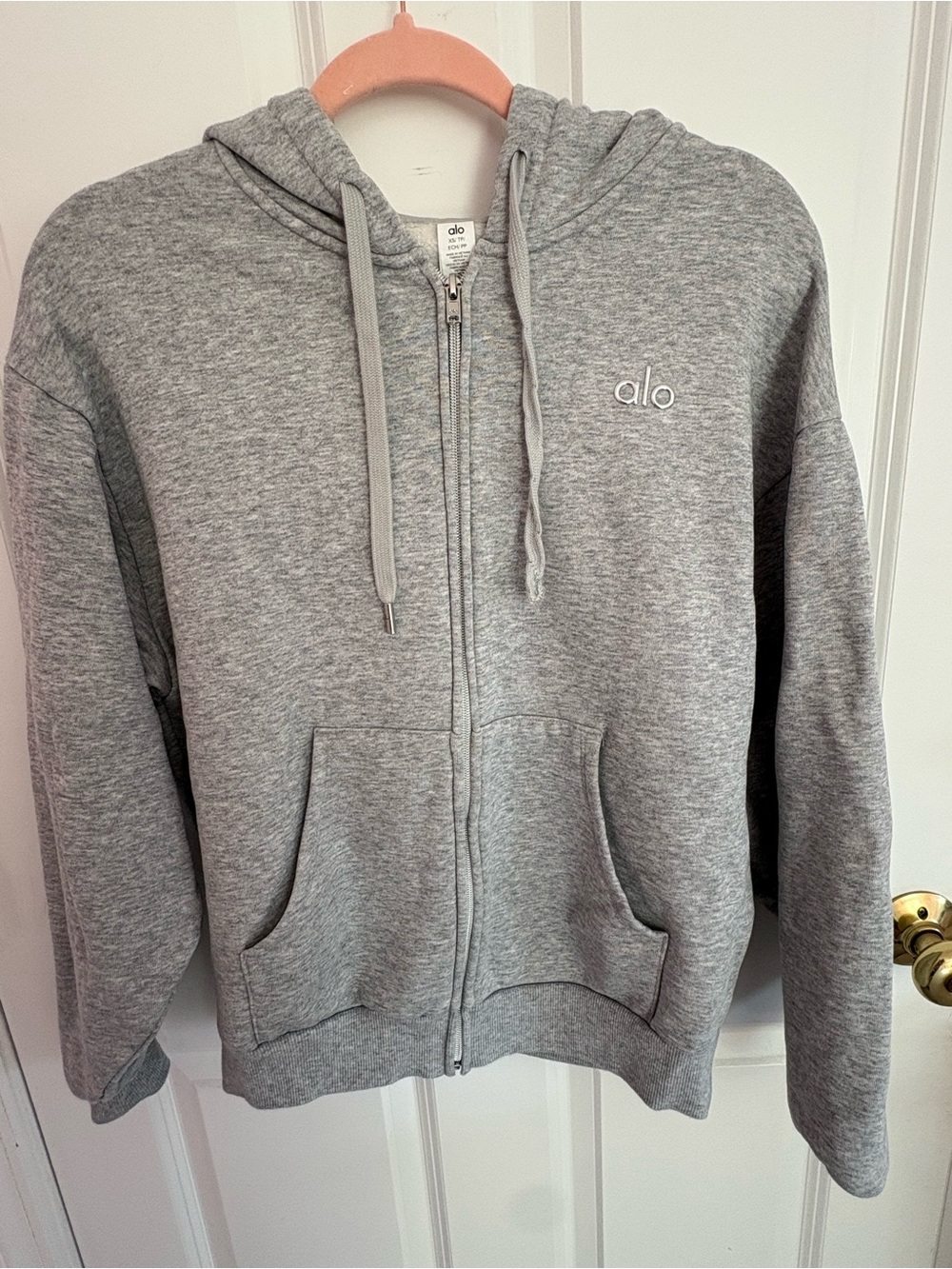 Alo Gray Zip Hoodie Sweatshirt